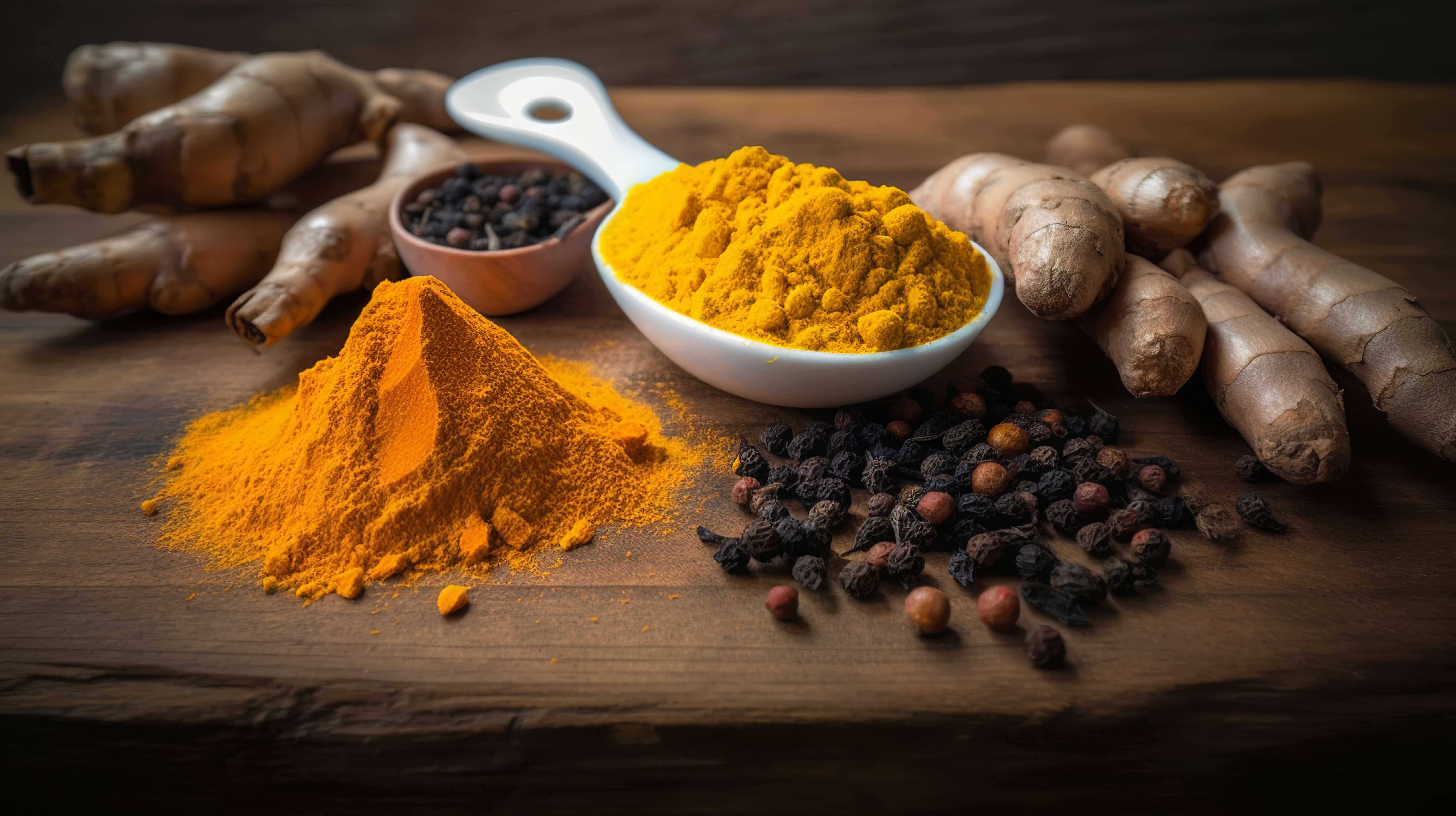 kurkuma, pepř 
