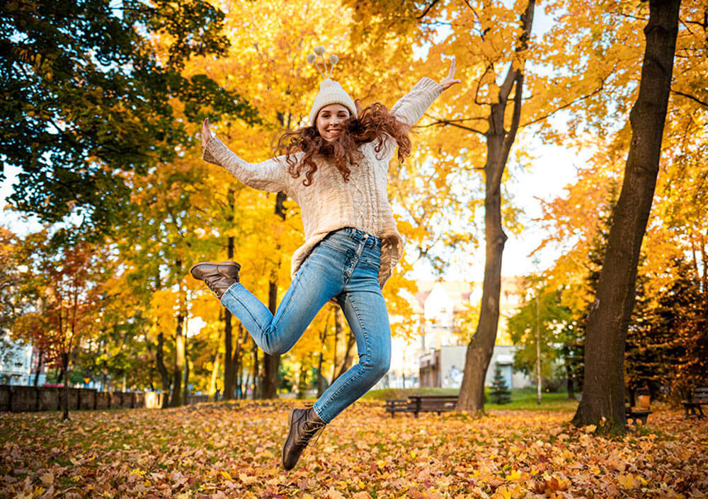 zdravá žena podzimní počasí