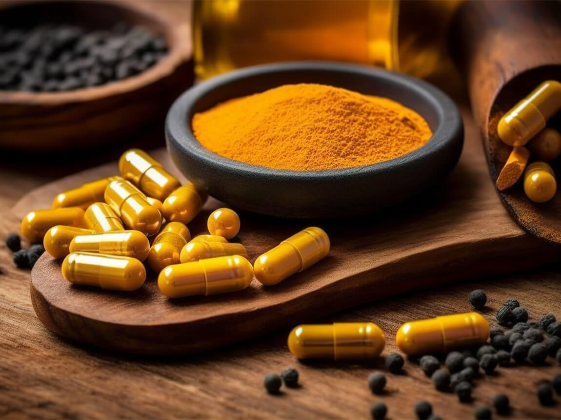 kurkuma, pepř, zázvor 