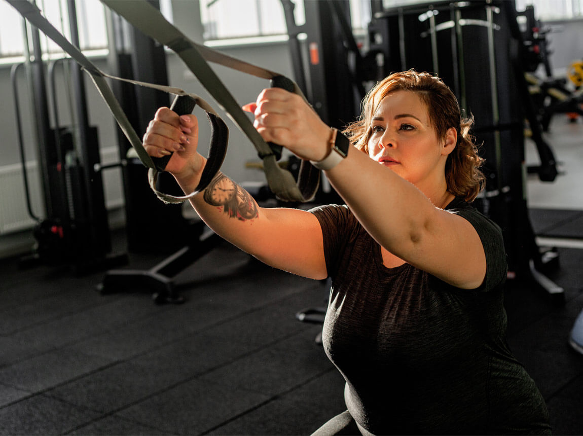 žena s nadváhou, cvičení, hubnutí 