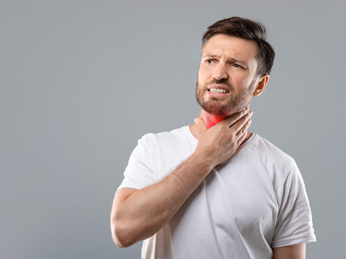 muž - Bolest v krku 