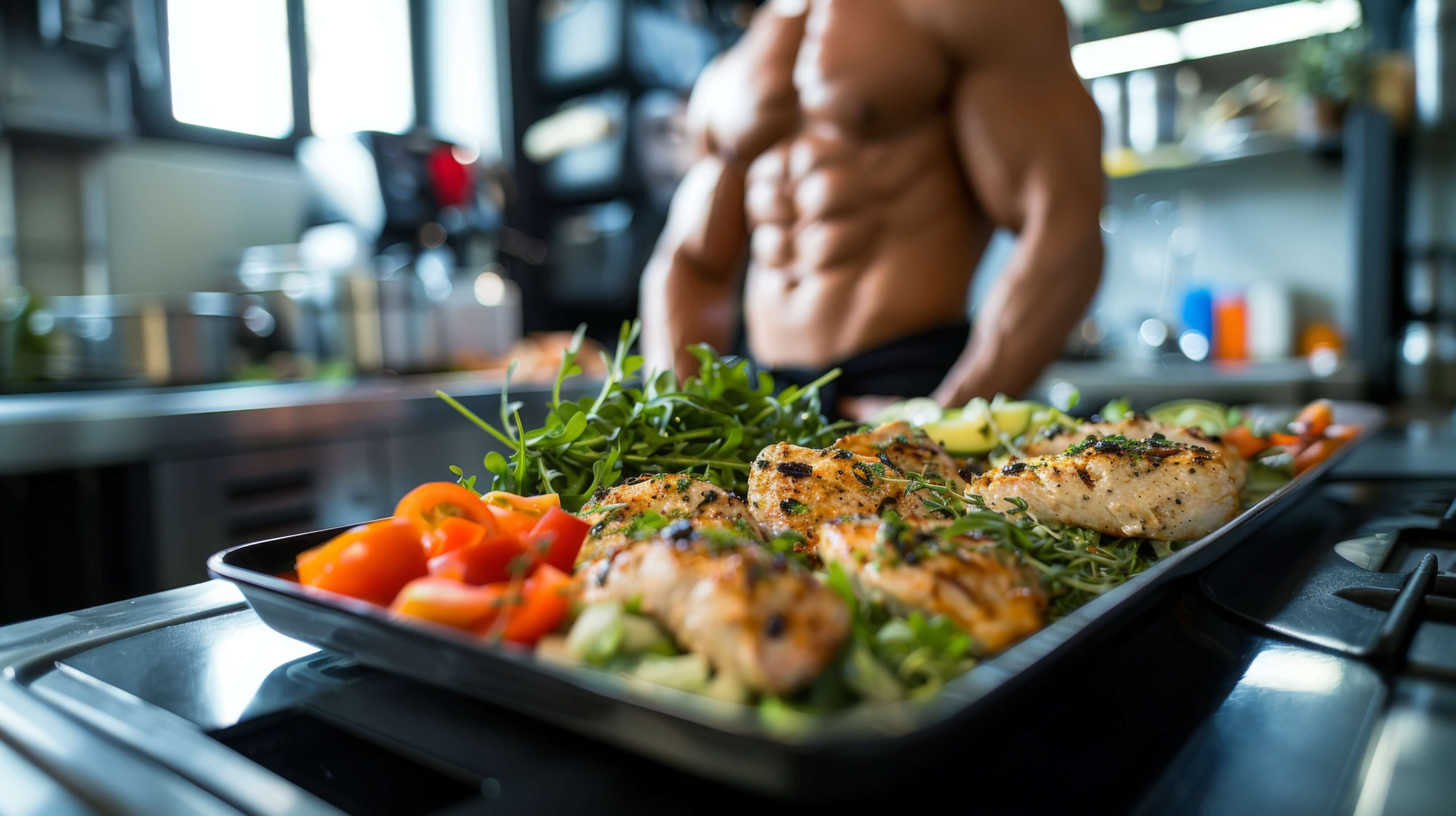 jídlo - kulturista v kuchyni 