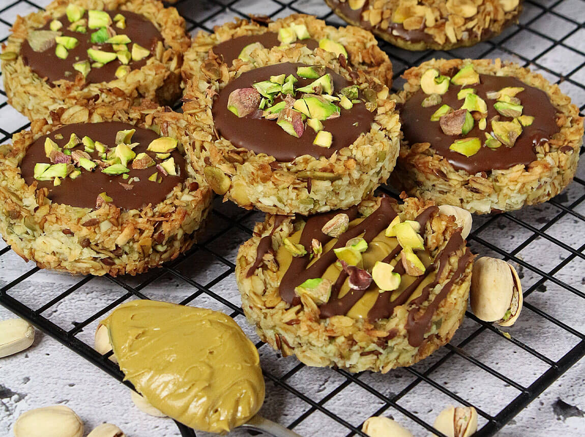 ovesné sušenky s pistáciovým krémem