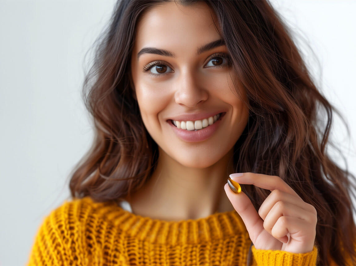 žena s vitaminovou kapslí 