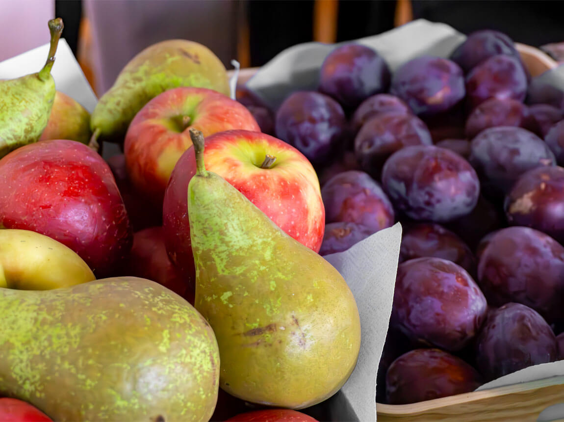 jablko, hruška, švestka