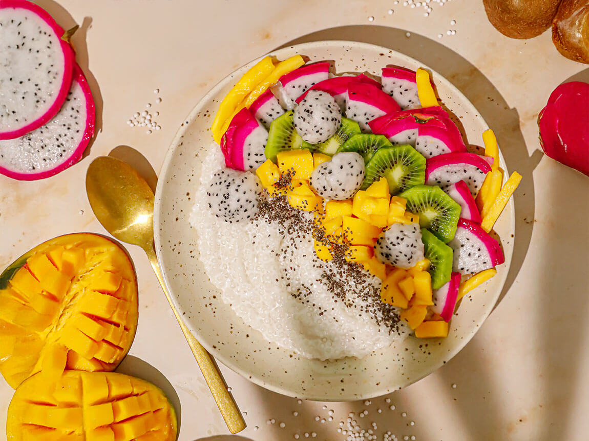 tapiokov&yacute; dezert s Whey Isolate Tropical a ovocem