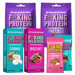 2x Fitking Protein Pretzels + 2x Fitking Delicious Almonds + Fitking Cookie + Fitking Biscuit
