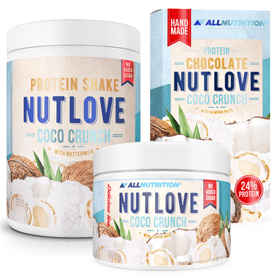ALLNUTRITION Nutlove Coco Crunch 500g+Protein Shake Coco Crunch 630g+Protein Chocolate Coco Crunch 100g