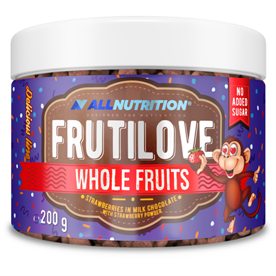 ALLNUTRITION FRUTILOVE WHOLE FRUITS STRAWBERRIES IN MILK CHOCOLATE WITH STRAWBERRY POWDER