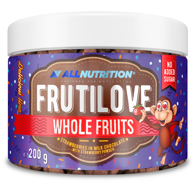 ALLNUTRITION FRUTILOVE WHOLE FRUITS STRAWBERRIES IN MILK CHOCOLATE WITH STRAWBERRY POWDER