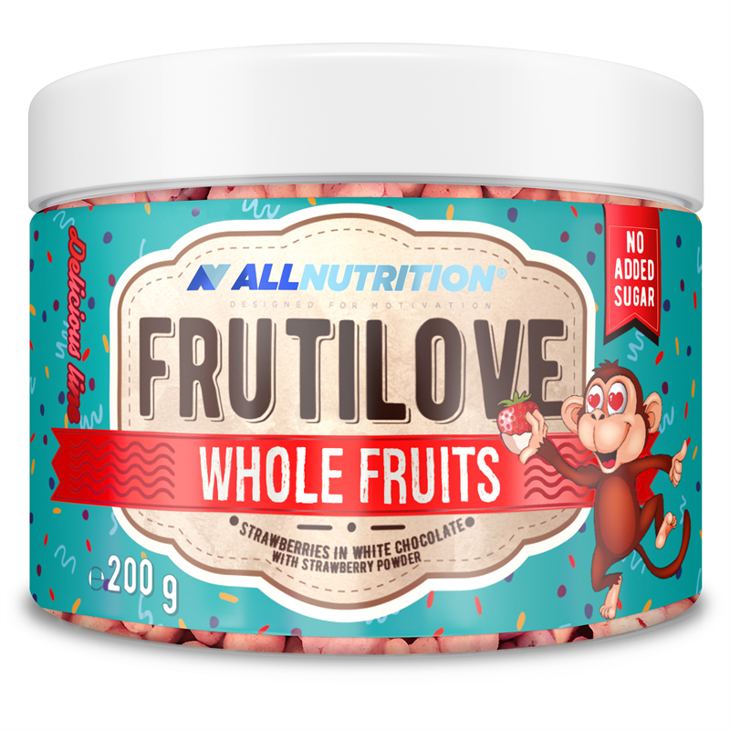 ALLNUTRITION FRUTILOVE WHOLE FRUITS STRAWBERRIES IN WHITE CHOCOLATE WITH STRAWBERRY POWDER